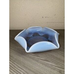 Duncan Miller Canterburry Blue Opalescent Glass Vase  Ashtray Decor